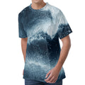 Ocean Wave Print Men's Velvet T-Shirt