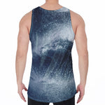 Ocean Wave Print Men's Velvet Tank Top