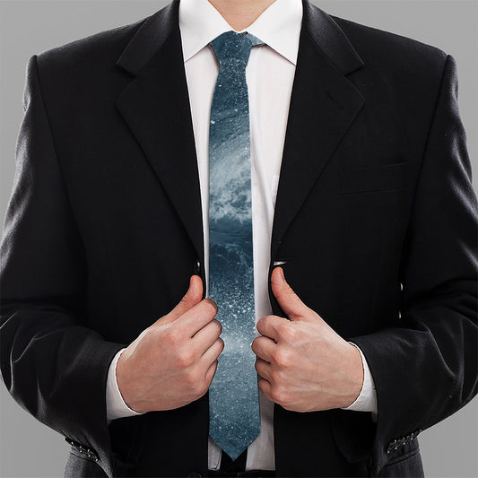 Ocean Wave Print Necktie