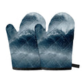 Ocean Wave Print Oven Mitts