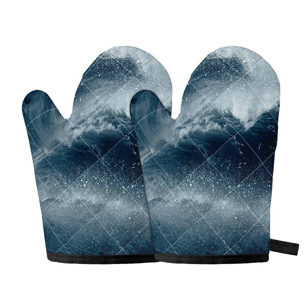 Ocean Wave Print Oven Mitts