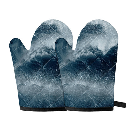Ocean Wave Print Oven Mitts