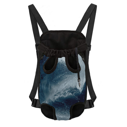 Ocean Wave Print Pet Carrier Backpack