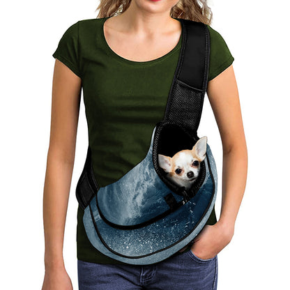 Ocean Wave Print Pet Sling Carrier