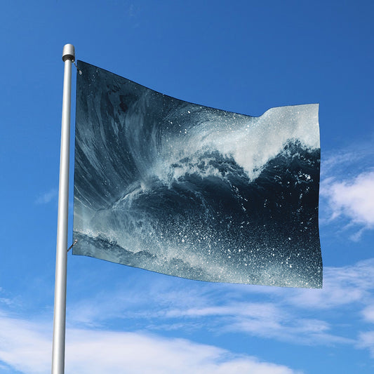 Ocean Wave Print Polyester Flag