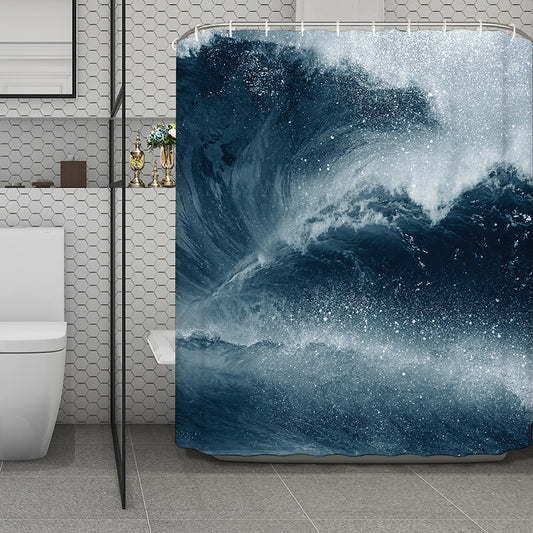 Ocean Wave Print Polyester Shower Curtain