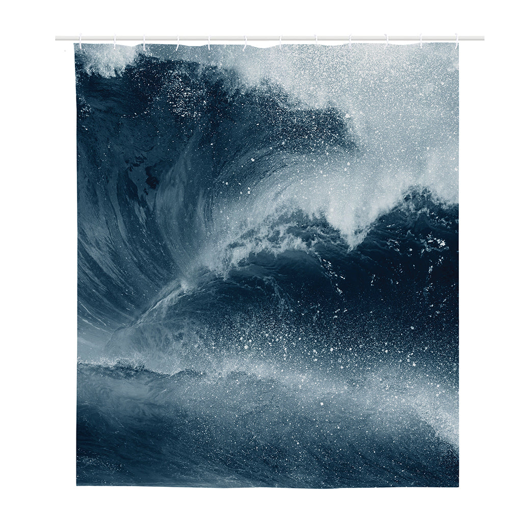 Ocean Wave Print Polyester Shower Curtain