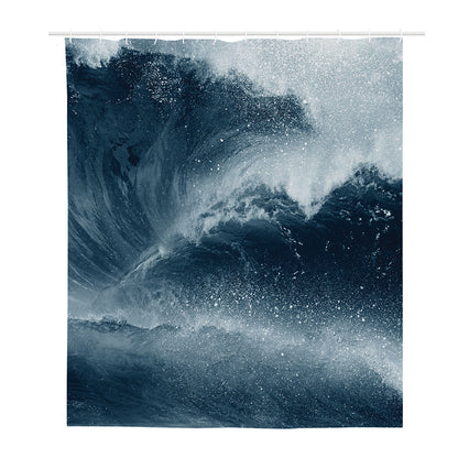 Ocean Wave Print Polyester Shower Curtain