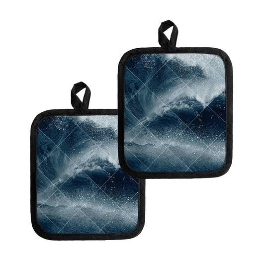 Ocean Wave Print Pot Holders