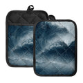 Ocean Wave Print Pot Holders With Pocket