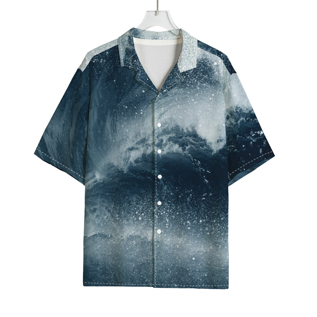 Ocean Wave Print Rayon Hawaiian Shirt