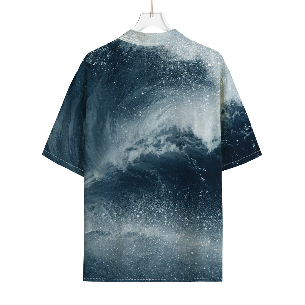 Ocean Wave Print Rayon Hawaiian Shirt