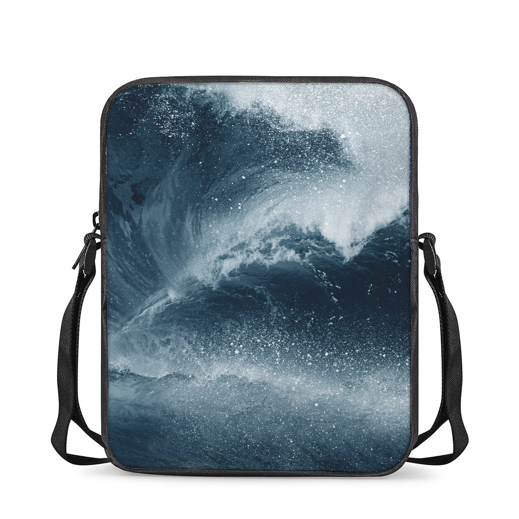 Ocean Wave Print Rectangular Crossbody Bag