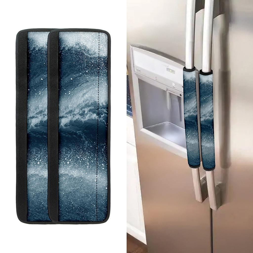 Ocean Wave Print Refrigerator Handle Covers