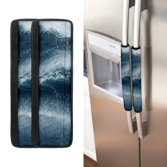 Ocean Wave Print Refrigerator Handle Covers