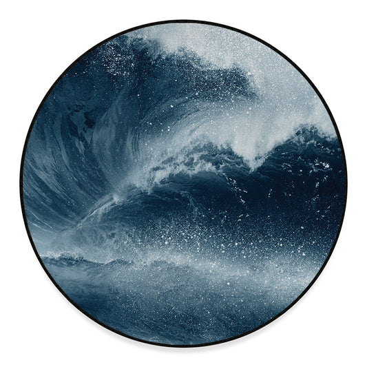 Ocean Wave Print Round Floor Mat