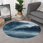 Ocean Wave Print Round Rug