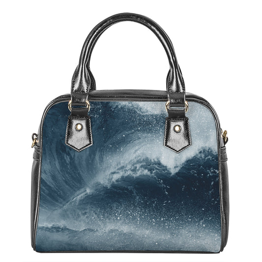 Ocean Wave Print Shoulder Handbag