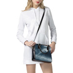 Ocean Wave Print Shoulder Handbag