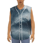 Ocean Wave Print Sleeveless Baseball Jersey