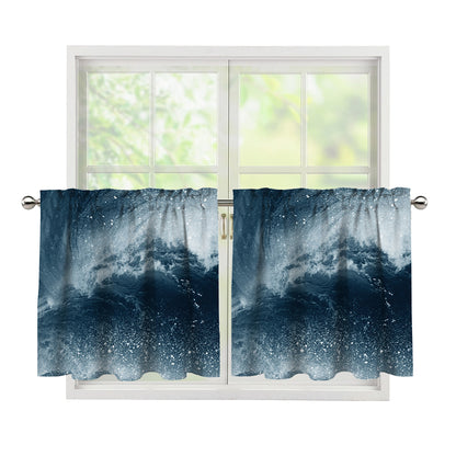 Ocean Wave Print Tier Curtains