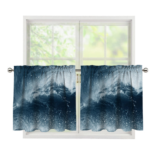 Ocean Wave Print Tier Curtains