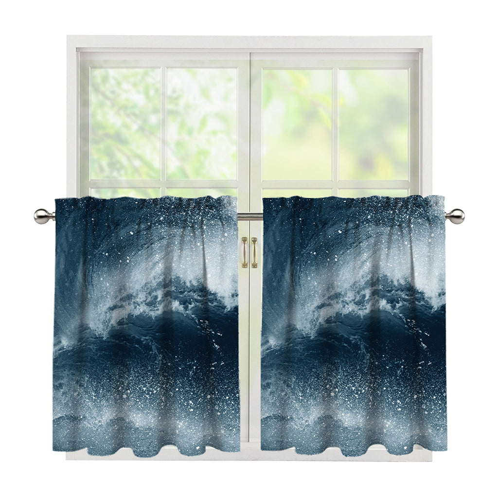 Ocean Wave Print Tier Curtains