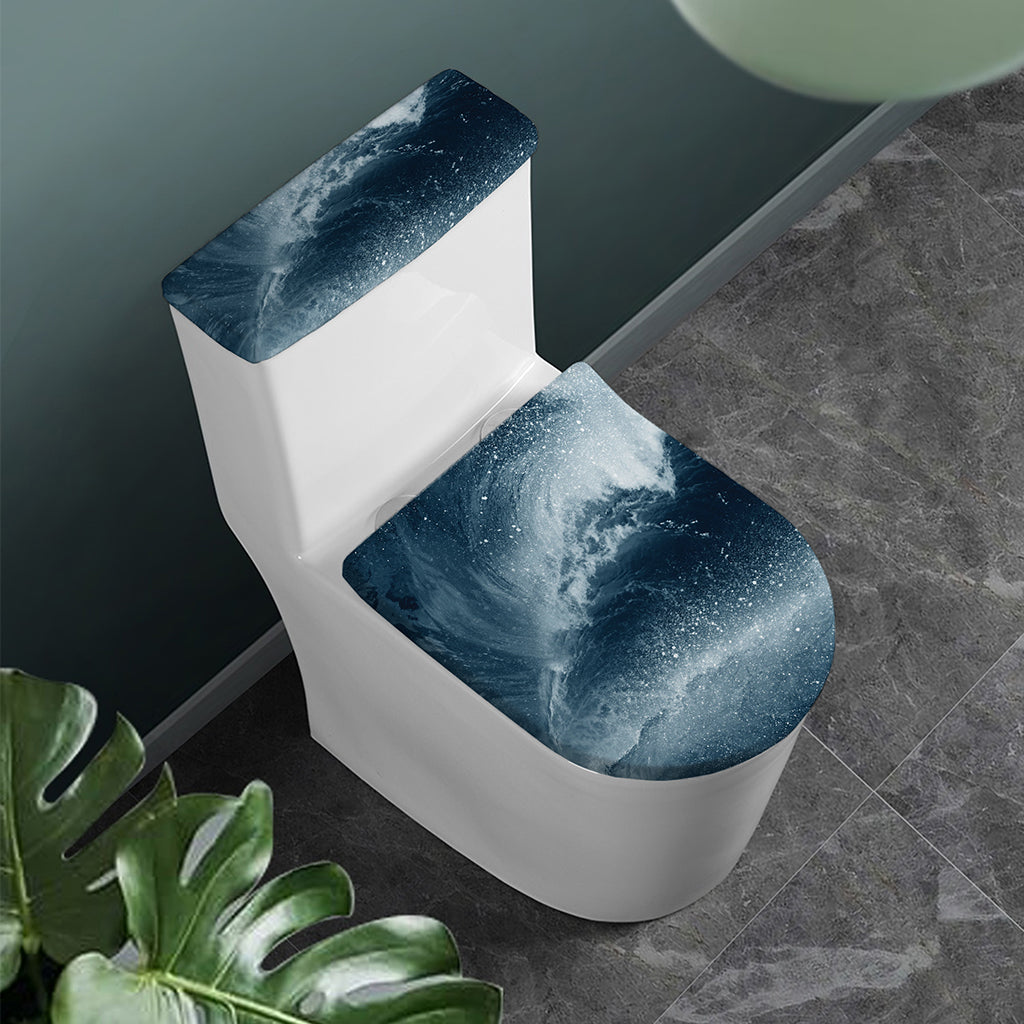 Ocean Wave Print Toilet Lid And Tank Cover Set