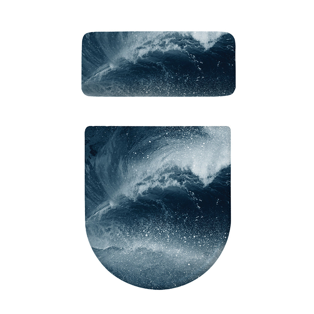 Ocean Wave Print Toilet Lid And Tank Cover Set