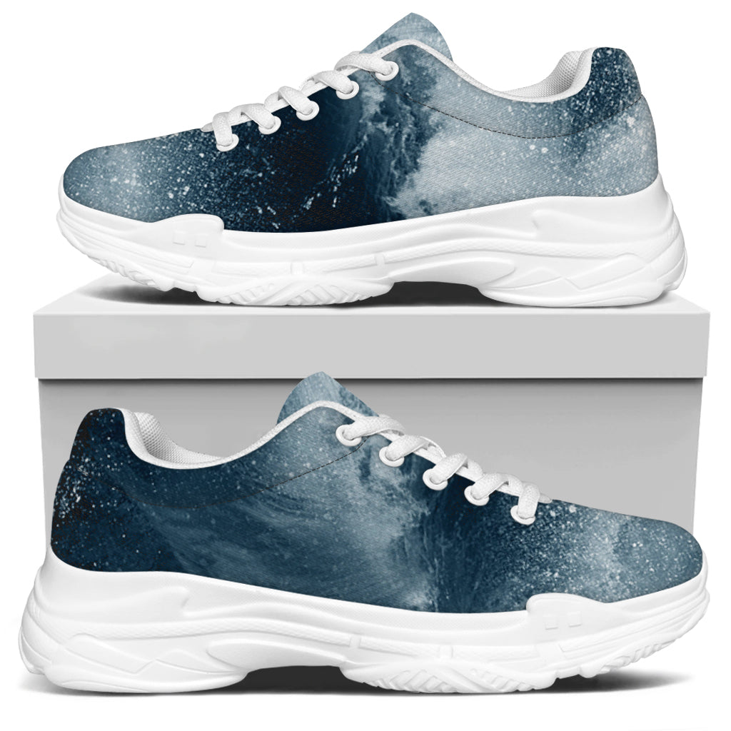 Ocean Wave Print White Chunky Shoes