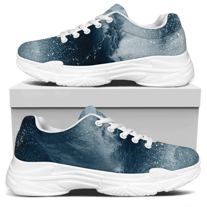 Ocean Wave Print White Chunky Shoes