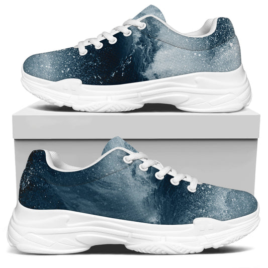 Ocean Wave Print White Chunky Shoes