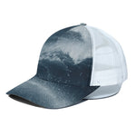 Ocean Wave Print White Mesh Trucker Cap