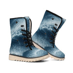 Ocean Wave Print Winter Boots