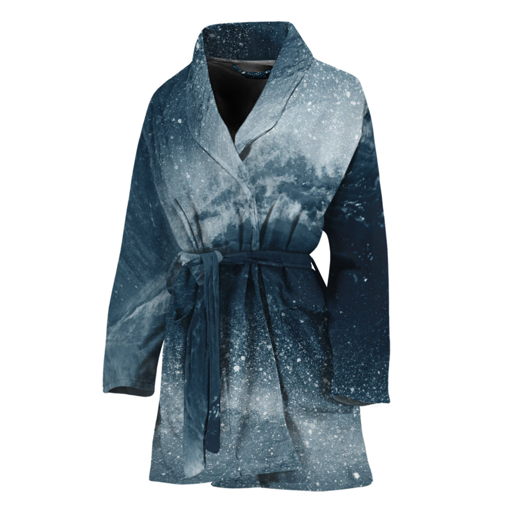 Ocean Wave Print Women's Bathrobe