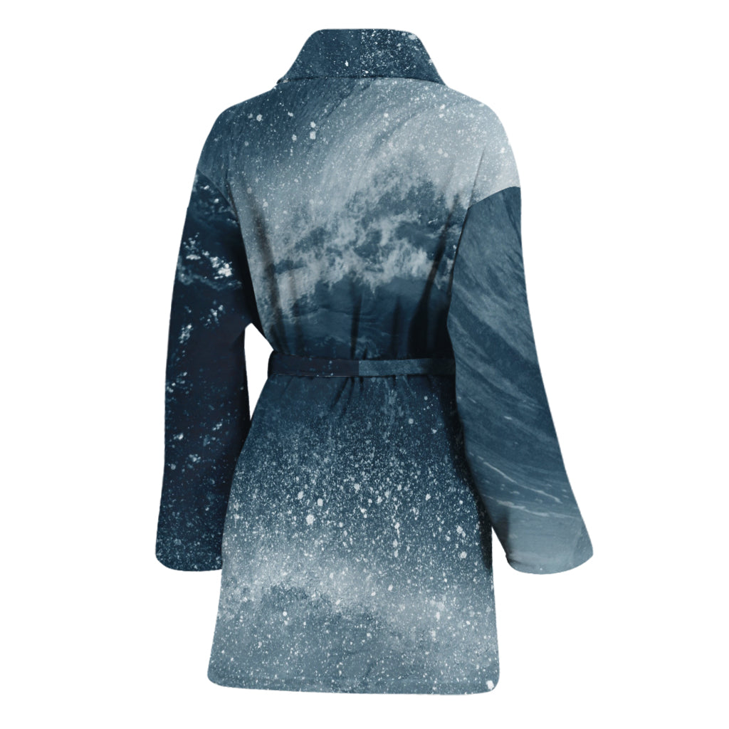 Ocean Wave Print Women's Bathrobe