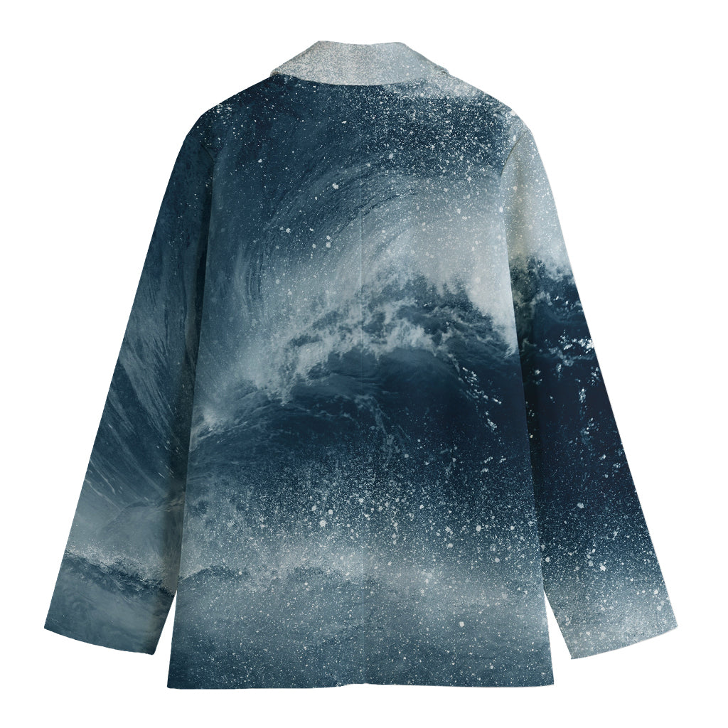 Ocean Wave Print Women's Cotton Blazer