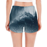 Ocean Wave Print Women's Split Running Shorts