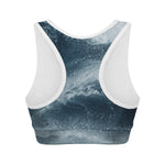 Ocean Wave Print Women's Sports Bra