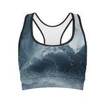Ocean Wave Print Women's Sports Bra
