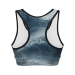 Ocean Wave Print Women's Sports Bra