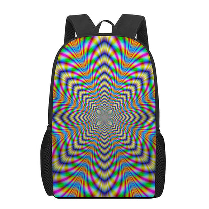 Octagonal Psychedelic Optical Illusion 17 Inch Backpack