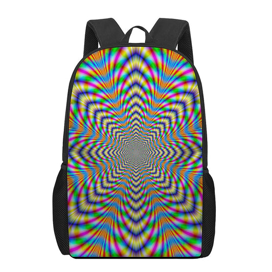Octagonal Psychedelic Optical Illusion 17 Inch Backpack