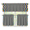 Octagonal Psychedelic Optical Illusion 3 Piece Kitchen Curtains