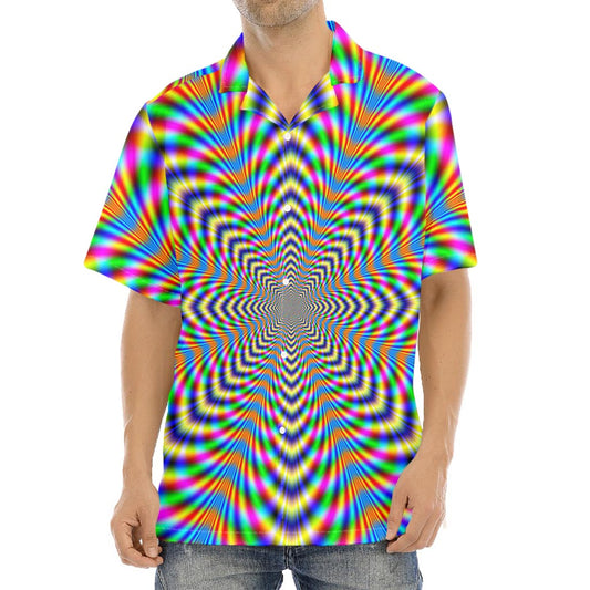 Octagonal Psychedelic Optical Illusion Aloha Shirt
