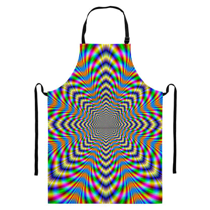 Octagonal Psychedelic Optical Illusion Bib Apron With Pocket