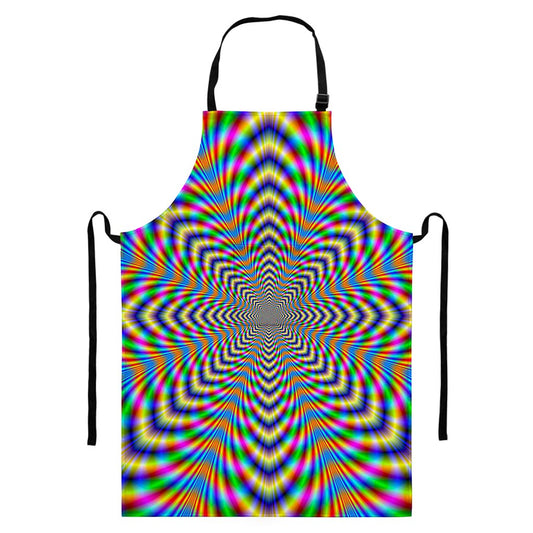 Octagonal Psychedelic Optical Illusion Bib Apron With Pocket
