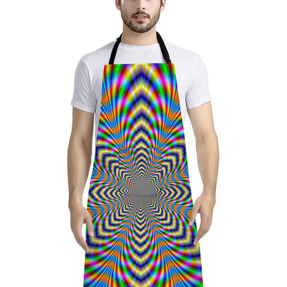 Octagonal Psychedelic Optical Illusion Bib Apron With Pocket