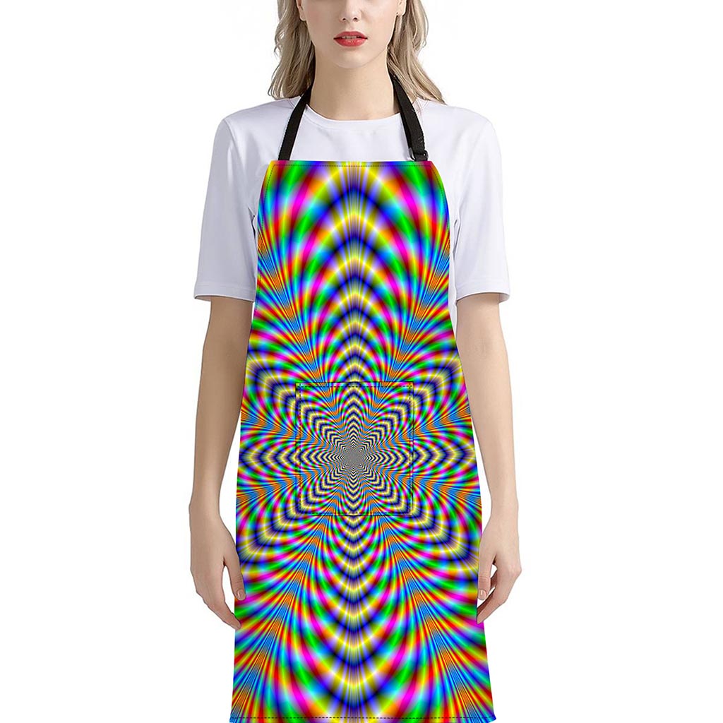 Octagonal Psychedelic Optical Illusion Bib Apron With Pocket