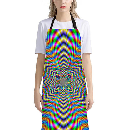 Octagonal Psychedelic Optical Illusion Bib Apron With Pocket